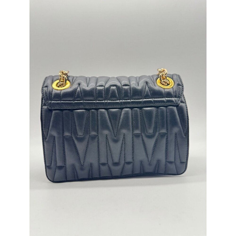 MOSCHINO monogram logo quilted leather convertible shoulder bag + Dust bag BLACK - Picture 10 of 16